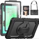 SEYMAC Case for Samsung Galaxy Tab A11+ Plus / A9+ Plus 11" 2026/2024, Heavy Duty Shockproof Protective Case with Screen Protector, Rotating Stand and Hand/Shoulder Strap, Black
