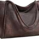 GAEKEAO Tote Bag for Women Work with Zipper Vegan Leather Ladies Travel Shoulder Bags Purses and Handbags Casual Weekender (A05 Dark Coffee)