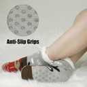 Kids Slipper Socks - Girls and Boys Christmas No Slip Socks - Warm Thick Lining Cozy Indoor Gifts (Gray, L)