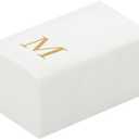 Luxenap 15.8 X 7.9 Inch Linen-Feel Guest Towels, 50 Lettered Hand Towels - Gold Letter 'M', Sans Serif Font, White Paper Dinner Napkins, airlaid, For Restrooms And Tables