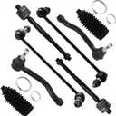 SCITOO 8pcs Front Suspension Kit Outer Inner Tie Rod End w/Boot Sway Bar Link fit 2009-2014 for Nissan for Murano