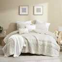 B2EVER Boho Light Beige Quilt Twin Size Bedding Sets with Pillow Sham, Bohemian Lightweight Soft Bedspread Coverlet, Quilted Blanket Thin Comforter Bed Cover for All Season, 2 Pieces, 68x90 inches