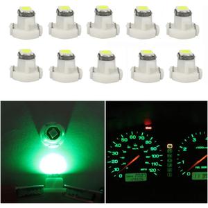 WLJH 10x Green T3 Neo Wedge Led 3030 SMD Chip 8mm Base Car Instrument Cluster Light Dashboard Gauge HVAC AC Heater Climate Control Lamps Switch Indication Interior Bulb Replacement (mini)