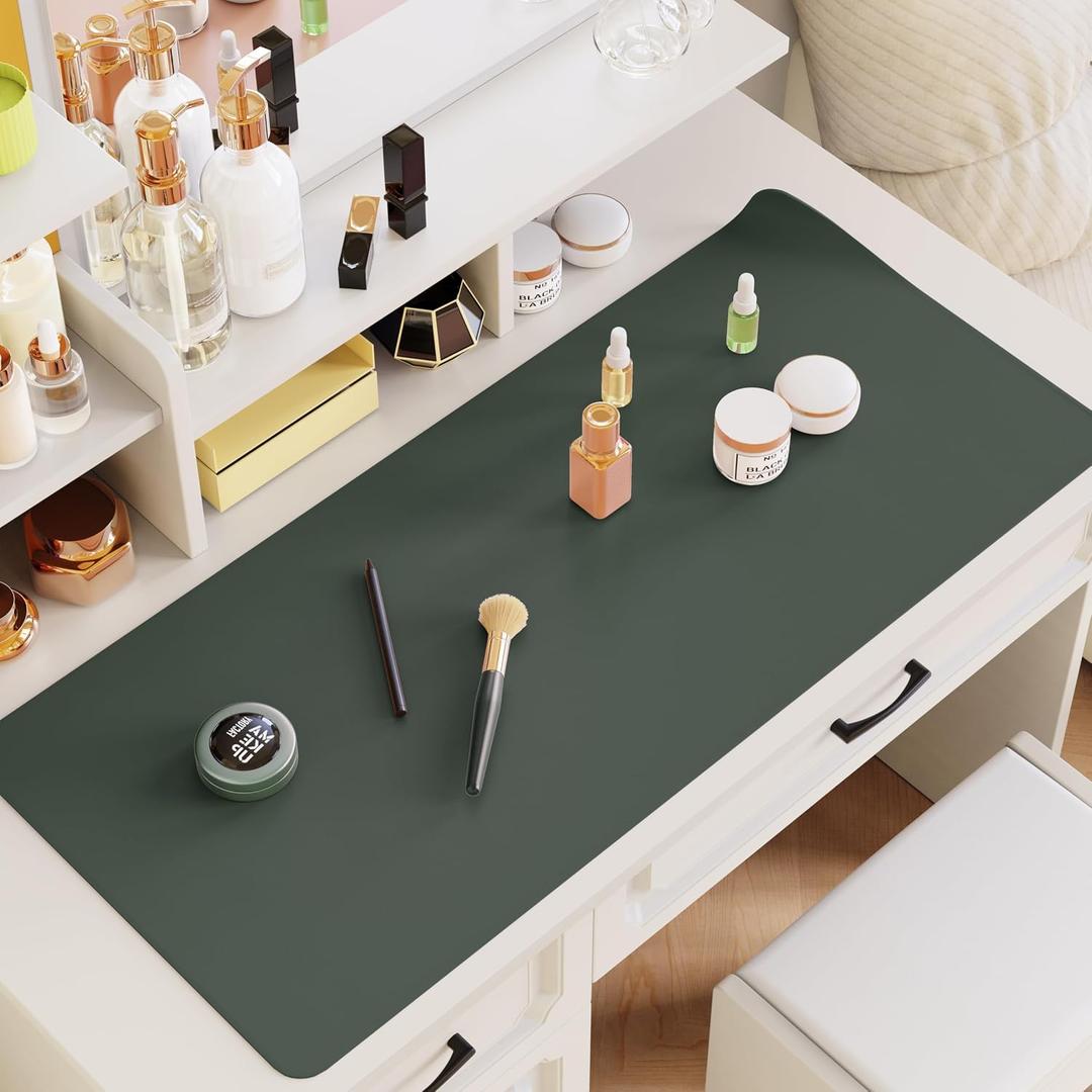 Makeup Mat for Vanity, Desk Pad Protector(47.2"*23.6'', Dark Green)