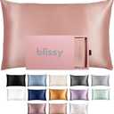 Blissy Silk Pillowcase - 100% Pure Mulberry Silk - 22 Momme 6A High-Grade Fibers - Silk Pillow Cover for Hair & Skin - Regular, Queen & King with Hidden Zipper (Standard, Rose Gold)