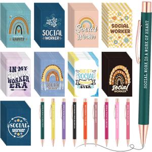 36 Pcs Social Worker Appreciation Gifts Set Includes 18 Social Work Notebook Journal & 18 Ballpoint Pen with Inspirational Quotes, Thank You Gifts for Teachers, Volunteers, BSW, DSW, MS