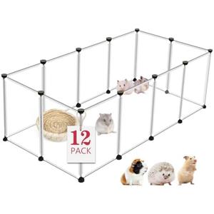VISCOO 12 Panels Transparent Small Animals Playpen,48" x 24" x 16" Portable Pet Playpen,Plastic Enclosure,Puppy Play Pen for Indoors Outdoor Pet Fence for Guinea Pigs,Bunny,Ferrets,Hamsters,Hedgehogs