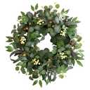 22-24" Eucalyptus Wreaths for Front Door,Spring Summer Fall Autumn Winter Wreaths,Large Eucalyptus Greenery Wreath with Olive Leaves Berries for Front Door Outdoor Farmhouse Decor All Seasons, Pack of 2