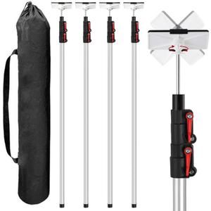 12FT Dust Barrier Poles 4 Pack with Carry Bag, Stainless Steel Spring Retractable Zipper Wall Poles Kit for Home Renovation, Construction & Isolation Work