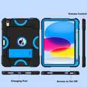 Cantis Case for iPad 11-inch (A16) 2025/ iPad 10th Generation 2022 (10.9 inch), Shockproof Cover 10th Generation with Pencil Holder & Kickstand, Black+Blue