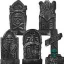 CAMIRUS 17" Halloween Foam Tombstones, 5 Pack RIP Graveyard Headstone Decor With 10 Bonus Metal Stakes for Yard Garden Lawn Patio Outdoor Decorations