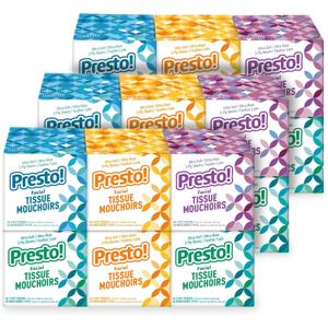 Amazon Brand - Presto! Ultra-Soft 3-Ply Premium Facial Tissues, Colorful Boxes, 1188 Count (18 Packs of 66)