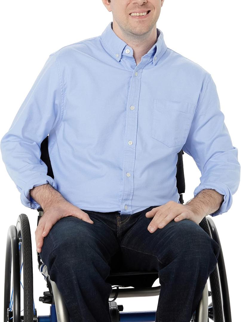 Amazon Essentials Men's Long Sleeve Shirt - Regular-Fit, Pocket Stretch Oxford ( in Big & Tall) (Powder Blue)