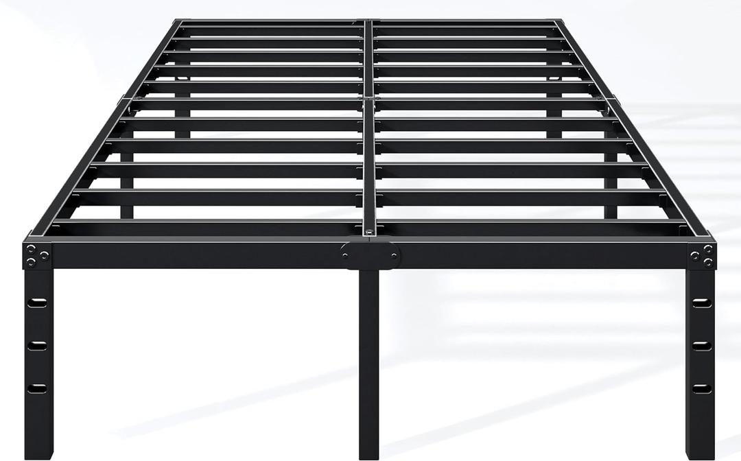 14 Inch Full Bed Frame - Sturdy Metal Platform Full Size, No Box Spring Needed, Heavy Duty, Easy Assembly, Strong Bearing Capacity, Under Bed Storage, Black (Full)
