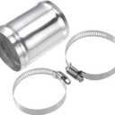 X AUTOHAUX OD 2.25" 57mm Length 3" 76mm Aluminum Alloy Tube Intercooler Pipe Straight Air Intake Tube with 2 Clamps Silver Tone for Car