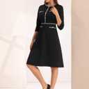 Hobemty Women's Church A-Line Work 3/4 Sleeve Tweed Midi Dresses (M)