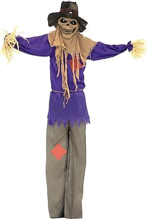 Haunted Hill Farm Life-Size Poseable Scary Scarecrow with Touch Activated Lights and Sound, Battery-Operated Indoor or Covered Outdoor Halloween Decoration