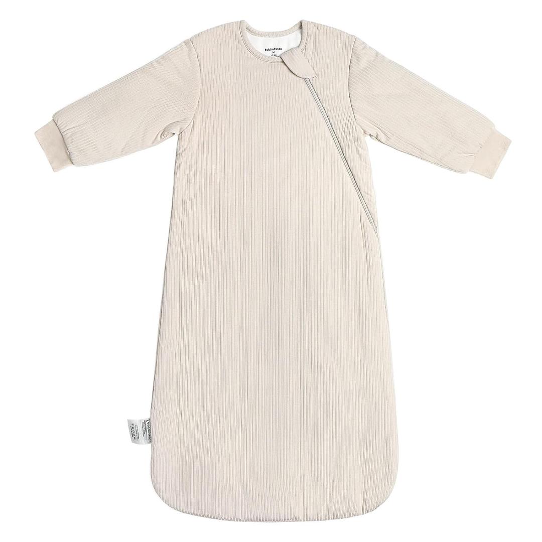 BubblePanda Rayon Made from Bamboo Sleep Sack 6-12 Months Long Sleeve Sleep Sack 1.5 Tog Supersoft Winter Baby Wearable Blanket with 2-Way Zipper Unisex Sleeping Bag for Babies Toddler (Oat)