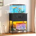 HOOBRO 20 Gallon Fish Tank Stand with Power Outlets and LED Light, Metal Frame Aquarium Stand, Reptile, Turtle Tank Stand with Cabinet Storage, 27.6'' L x 15.7'' W, 300 LBS Capacity, Black BB40UDFT01
