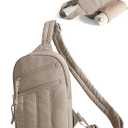 Puffer Sling Bag for Women with RFID Blocking Pocket and Hidden Water Bottle Holder, Crossbody Bag for Women