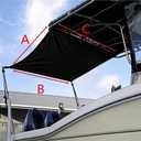 Boat Sun Shade Kit Boat Canopy, T-Top Boat Cover with Stainless Steel Telescopic Rod Foldable, High-Tech Polyester Fiber, Anti-Ultraviolet,Black(Size4:A=70" B=82" C=59")