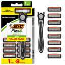 BIC Flex 4 Refillable Razors for Men, Long-Lasting 4 Blade Razor Refills for Sensitive Skin, 10 Razor Cartridges