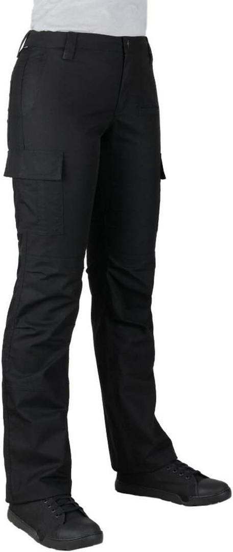 LAPG Women's Gear Stretch Tactical Pants, Low Rise, Slim Fit, 7-Pocket Durable Flex Cargo Outdoor, Hiking & Work Pants (10, Black)