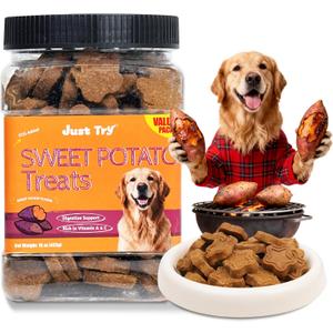 2 x Just Try 15 OZ Dog Biscuits Sweet Potato Flavor Gut Health Support Training Treats Healthy Dog Treats