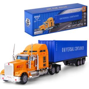 1/65 Truck Model, Detachable Cargo Container, Children's Toy, Alloy Semi Truck, Trailer Toys for Boys