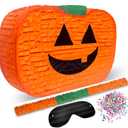 Halloween Pumpkin Piata 4-piece set 17"x10" Perfect for Halloween Party Decorations, Photo Prop, Jack-O'-Lanthern, October Birthday, Funny, Scary and Spooky, Fits candy/favors