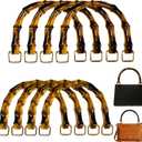 8PCS U-Shaped Imitation Bamboo Bag Handles Bag Making 2 Sizes Brown | Replacement Resin Handbag Handles with Gold Buckle, Clutch Purse DIY, Straw Woven Rattan Tote Bag Making Decorations