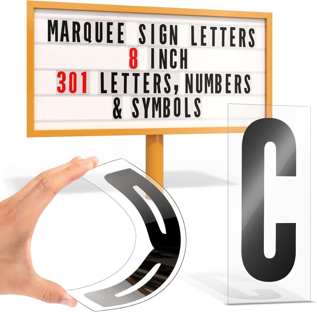 Houseables Marquee Letters, Sign Letters, Letter Sign, Outdoor, Plastic, Plexiglass, Changeable, for Board, Readerboard, Billboard, Church, 8 Inch Character on 9 in Panel, 301 PC, w/Numbers