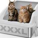 AIPERRO Stainless Steel Litter Box Extra Large for Big Cats and Multi-Cats | Jumbo Extra Large Metal Cat Box with High Sided Lid, Anti-Urine Leakage, Non-Stick,Include Litter Scoop
