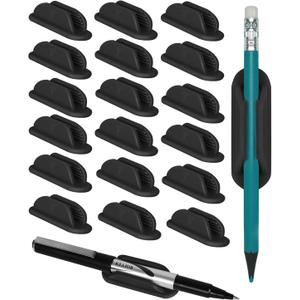 Tiizze Adhesive Pencil Holders for Desk Set of 20 - Silicone Pen Holder with Upgraded Acrylic Adhesive Pads - Flexible Desk Pencil Holder for Class Office Essentials Accessories, Teacher Supplies (Dark)