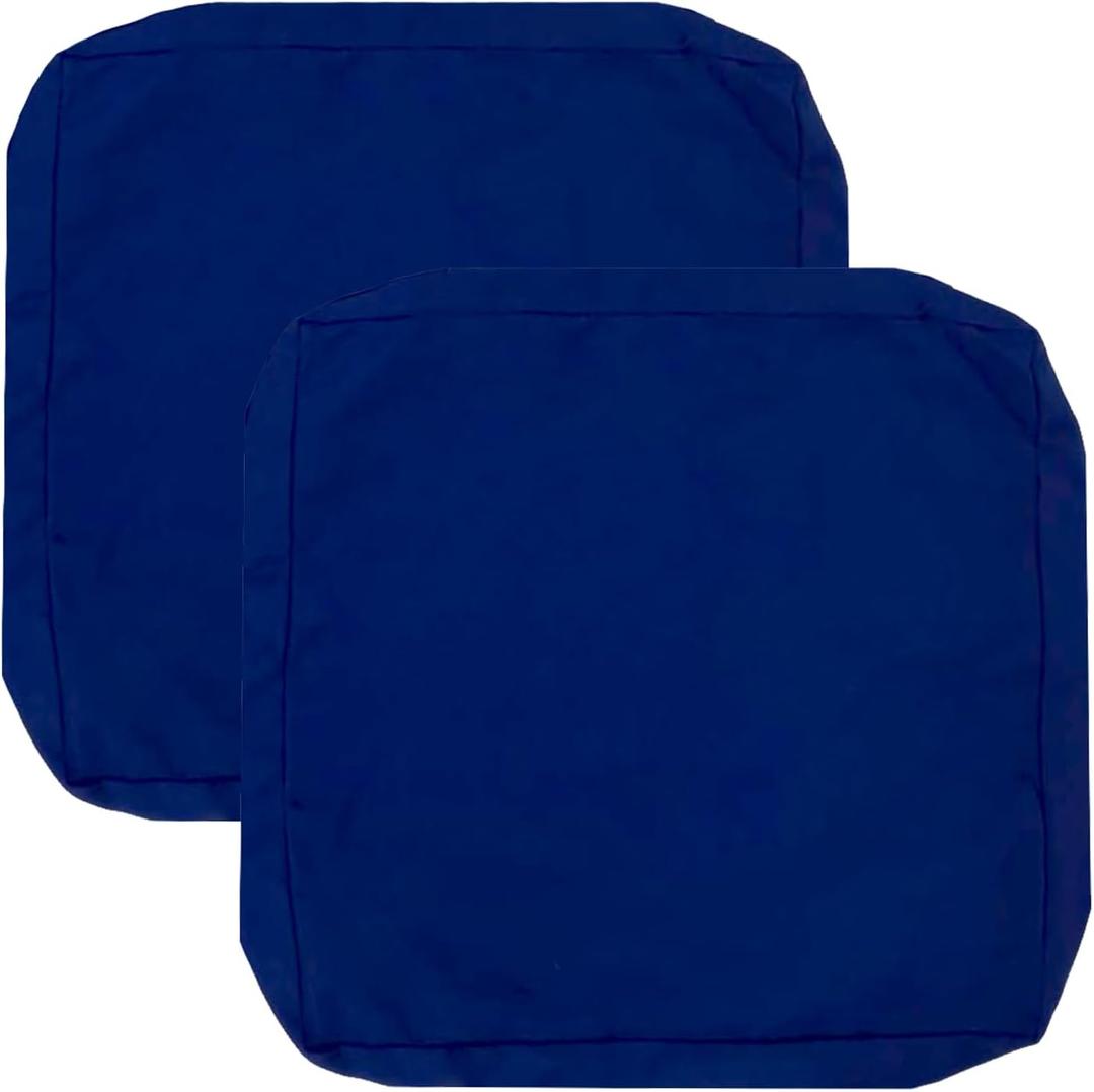 Oslimea Outdoor Cushion Covers Replacement 20x20x2 Waterproof Patio Furniture Cushion Seat Cover with Tie 2 Pack Removable Chair Pads Cover for Deep Seat Back Cushion, Blue