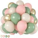 HILAVO Sage Green Pink Balloons 12 Inch Olive Green Pastel Pink Ivory Metallic Gold Latex Balloon for Boho Baby in Bloom Fairy Floral Wildflower Tea Safari Jungle Baby Shower Birthday Party Decoration