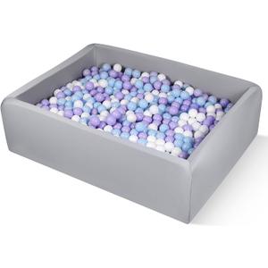 Foam Ball Pit for Children Toddlers, 47 Inch Rectangle Kids Ball Pool, Soft Ball Pit Large Size, Ideal Gift for Children Indoor and Outdoor Game (Balls NOT Included) Light Grey