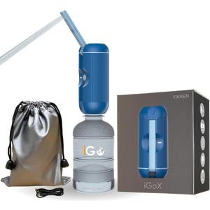 VIKKEN Portable Travel Bidet USB-Type C Rechargeable Electric Mobile Handheld Ultra Strong Water Spray Personal Hygiene Self Care for Women & Men, iGo-X 250ml Blue