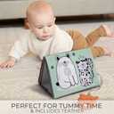 Soft Tummy Time Book w/ Large Stimulating Baby Safe Mirror - Fun High Contrast Montessori Toy w/ Mirror, Crinkle Filling & Silicone Teether - The Perfect Toy For Safe Early Newborn/Infant Development