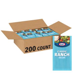 Kraft Ranch Single Serve Salad Dressing, 0.44 Ounce (Pack of 200) (EXP 10/07/26)