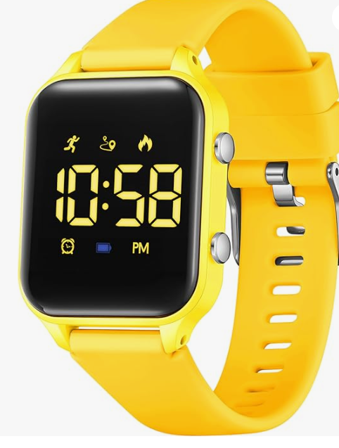 L LAVAREDO Waterproof Kids Digital Watches for Boys Girls,Sport Watch with Pedometer Stopwatch Vibration Alarm for Ages 513,No App Fitness Tracker Watch for Kids Teens Birthday, Yellow