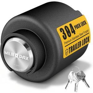 Trailer Lock, Fits 2 5/16 Inch Coupler, Upgraded Stainless Steel Puck Lock, Heavy-Duty Trailer Hitch Locks, Designed for Trailer, RV and Boat