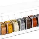 Acrylic Belt Organizer, Clear 7 Compartments with Dust Cover, Belt Storage Holder for Closet, Tie & Bow Tie Display