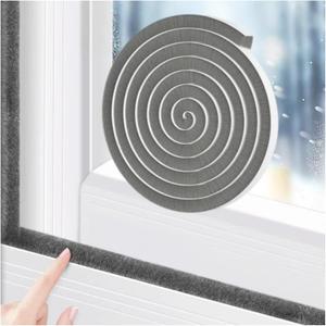 2 x Fjzoys Window Weather Stripping Door Seal, 16.5FT Self-Adhesive Soundproofing Weather Strip for Exterior Door Frame Window Winter Insulation Noise Cancelling Window Inserts, 0.35in x 0.2in, Gray