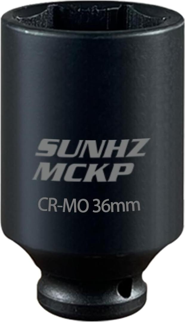 SUNHZMCKP 36mm Socket | 1/2 Drive Deep Impact Socket | 6 Point |CR-MO | Spindle & Axle Nut Impact Grade Socket for Easy Removal (METRIC 36 mm)