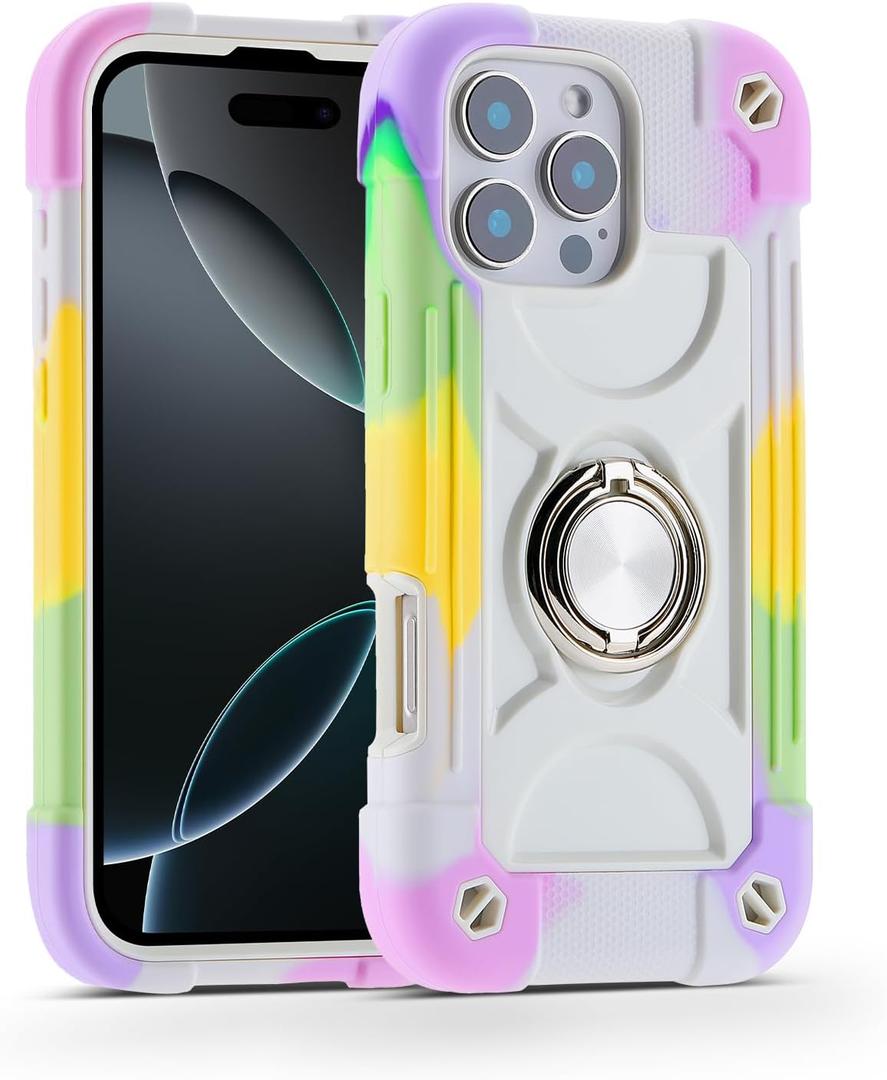 MARKILL Compatible with iPhone 16 Pro Max Case 6.9 Inch with Ring Stand, Heavy-Duty Military Grade Shockproof Phone Kids Cover for iPhone 16 Pro Max