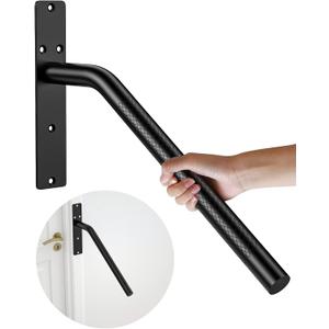 16 Inch Black 1-3 Step Handrail w/Anti- Slip Knurled Grip, ZUEXT Stainless Steel Wall Mount Hand Rail, Safety Grab Bar for Outdoor Garage Entry Steps Stair Interior Exterior Stairway-1.25" Diameter