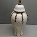 Ginger Jar, White and Gold Ginger Jar with Lid Ceramic Flower Vase for Home Decor, Storage jar, Table Center Vase Temple Jar, Decorative Centerpiece for Home, Living Room(18in)