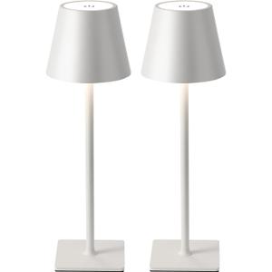 KDG 2 Pack Cordless Table Lamp, Portable LED Desk Lamp, 5000mAh Battery Operated, 3 Color Stepless Dimming Up, for Restaurant/Bedroom/Bars/Outdoor Party/Camping/Coffee Shop Night Light(White) (White-2)