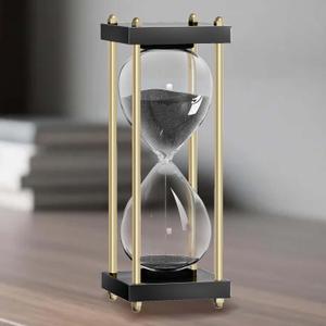 30 Minutes Hourglasses: Black Wooden Sand Timer Clock, Reloj De Arena, Sand Watch 30 Min, Sandglass for Home Office Desk Decorative (Black)